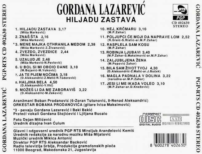Gordana Lazarevic 1996 zadnja