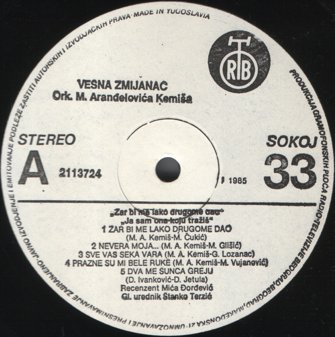 Vesna Zmijanac 1985 A
