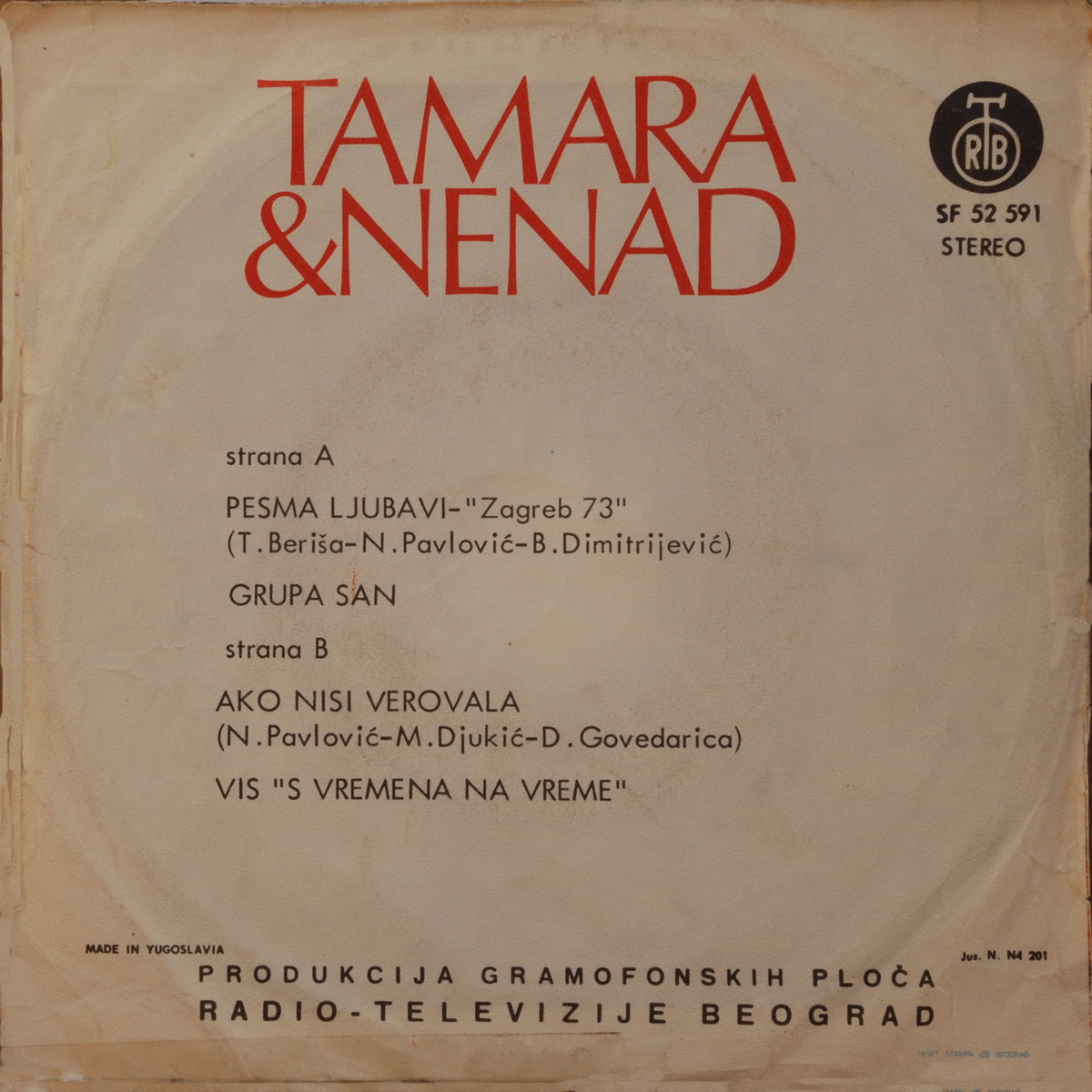 Tamara i Nenad Pavlovic 1974 Pesma ljubavi b