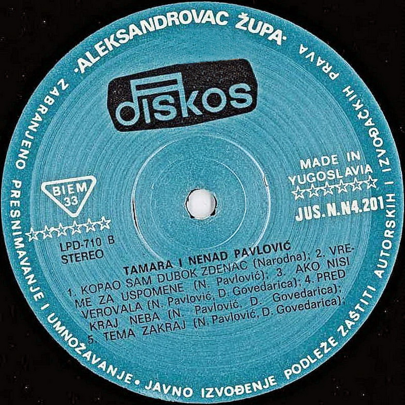 Tamara i Nenad Pavlovic 1976 No 1 vinil 2